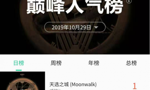 威神V《天选之城(Moonwalk)》音源MV双双榜单登顶! 3张专辑持续大热，2019最强新人实至名归